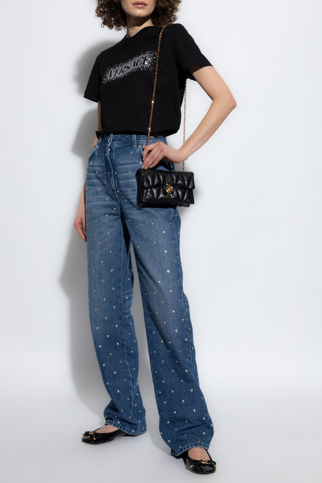 Versace T-shirt with shimmering crystals | Women's Clothing